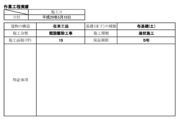 作業工程実績報告書