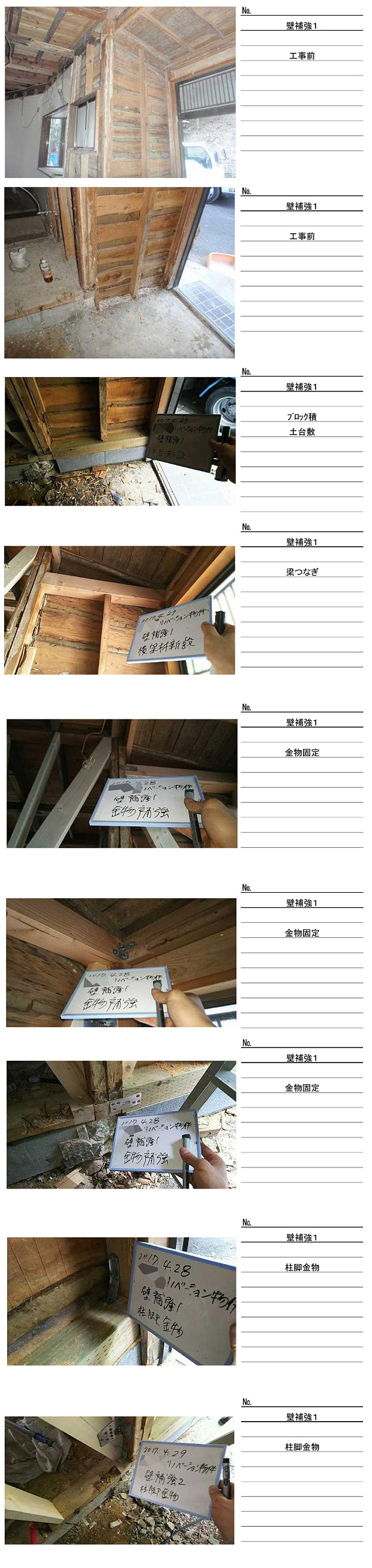 耐震工事、基礎補強工事記録写真